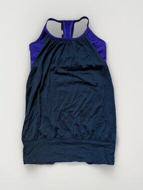 LULULEMON NO LIMITS TANK TOP BLACK PURPLE BRA YOGA RUNNING Size 6